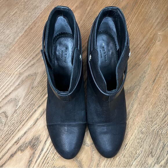 rag & bone Harrow Leather Ankle Boot Western Stacked Heel Black Size 9.5/39.5 - Picture 6 of 11